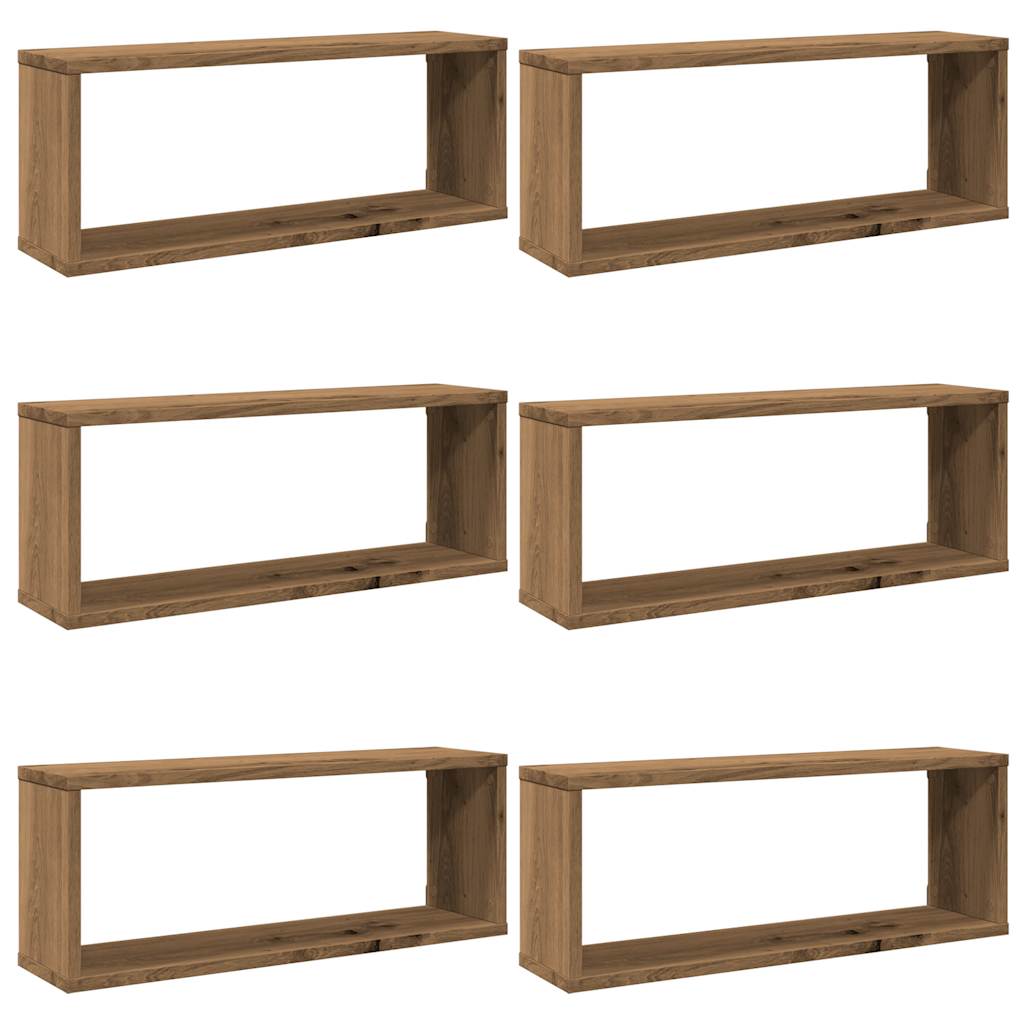 vidaXL Estantes cubo de pared 6 uds madera roble artisan 60x15x23 cm