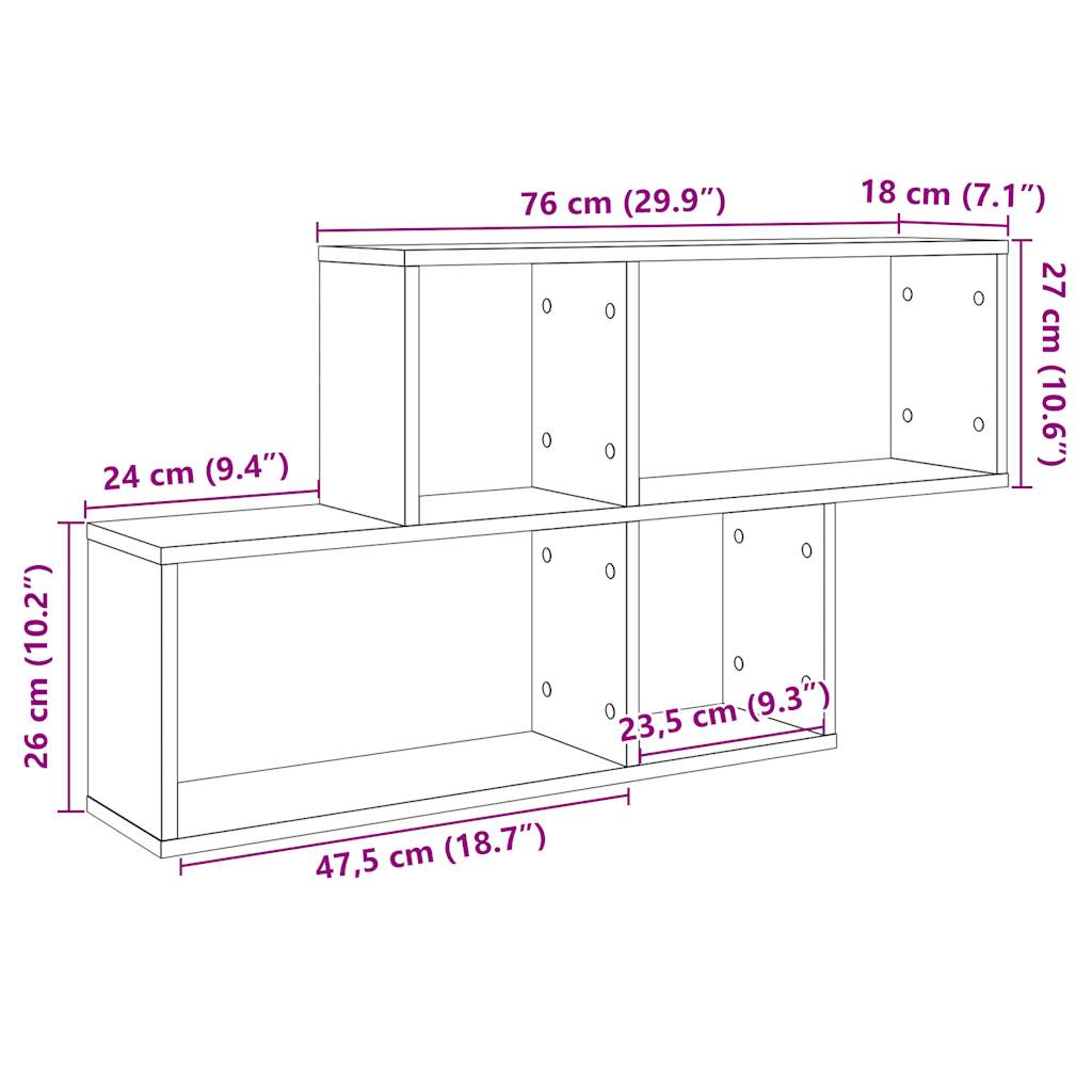 vidaXL Estante de pared madera de ingeniería envejecida 100x18x53 cm