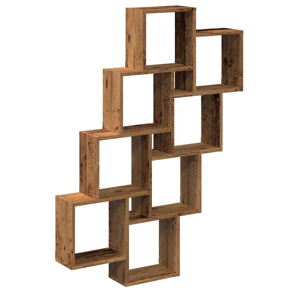 vidaXL Estante cubo pared madera ingeniería envejecida 90x15x119,5 cm