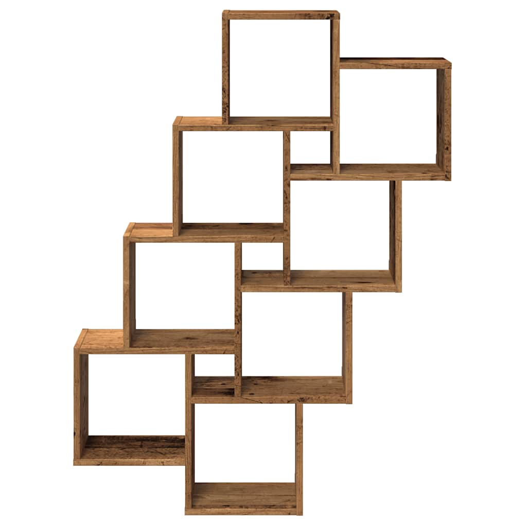 vidaXL Estante cubo pared madera ingeniería envejecida 90x15x119,5 cm