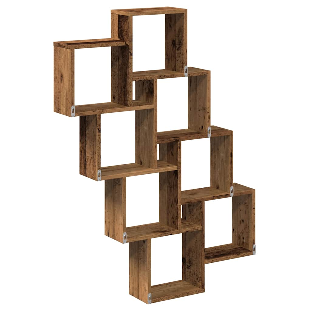 vidaXL Estante cubo pared madera ingeniería envejecida 90x15x119,5 cm