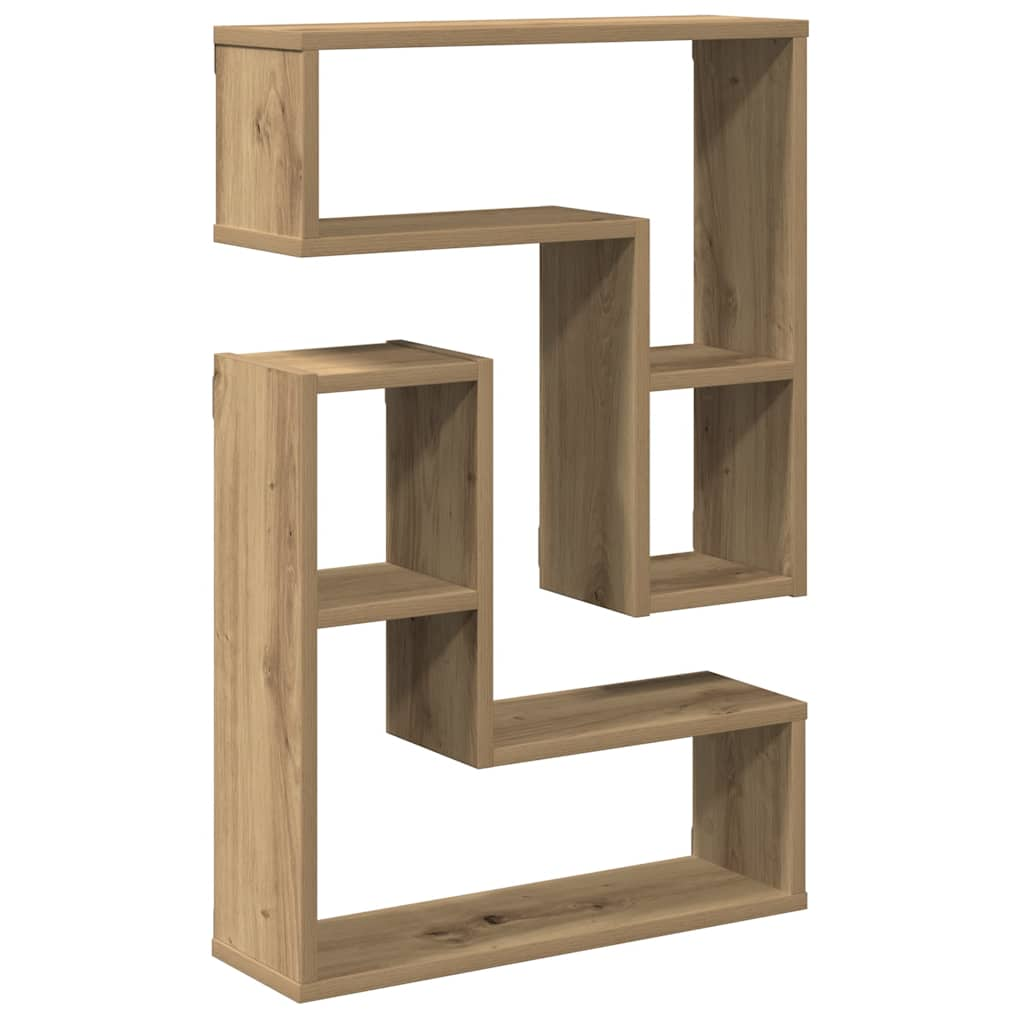 vidaXL Estantes cubo de pared 2 uds madera roble artisan 50x15x50 cm