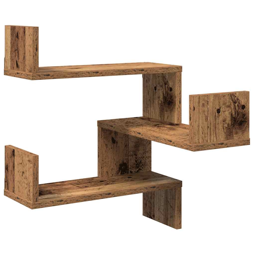 vidaXL Estanterías pared esquina 2 uds madera envejecida 40x40x49,5 cm