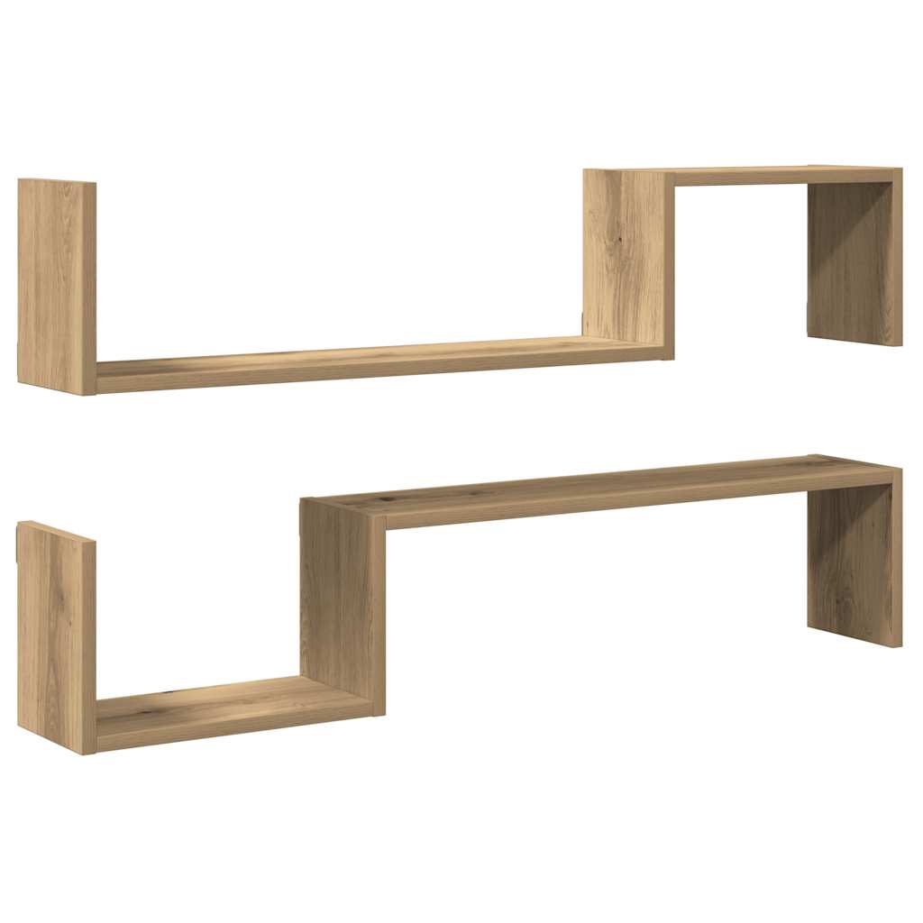 vidaXL Estante de pared 2 uds madera roble artisan 100x15x20 cm