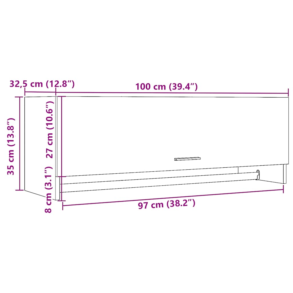 vidaXL Armario de madera contrachapada envejecida 100x32,5x35 cm