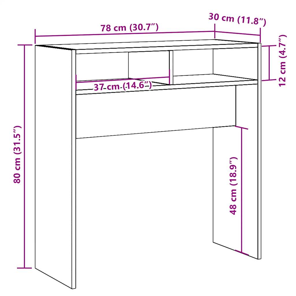 vidaXL Mesa consola madera de ingeniería envejecida 78x30x80 cm