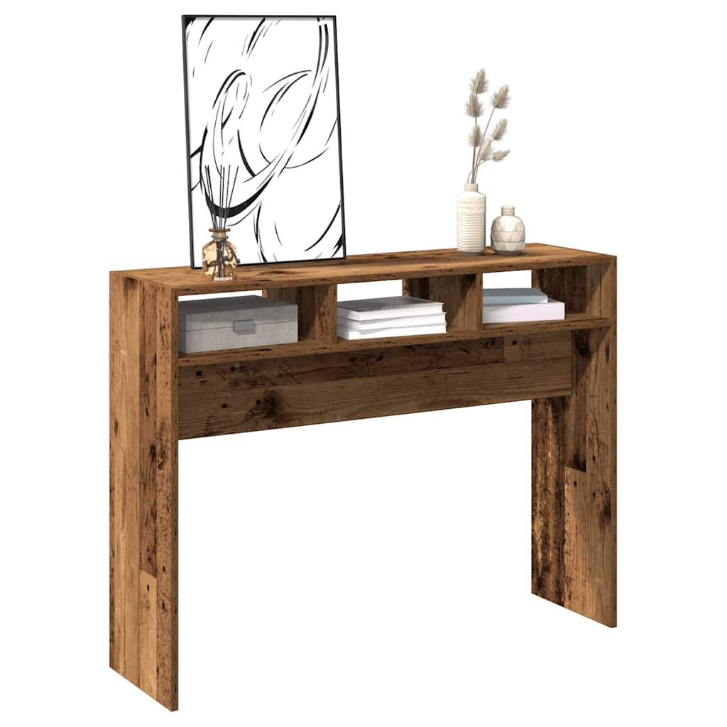 vidaXL Mesa consola madera contrachapada envejecida 105x30x80 cm