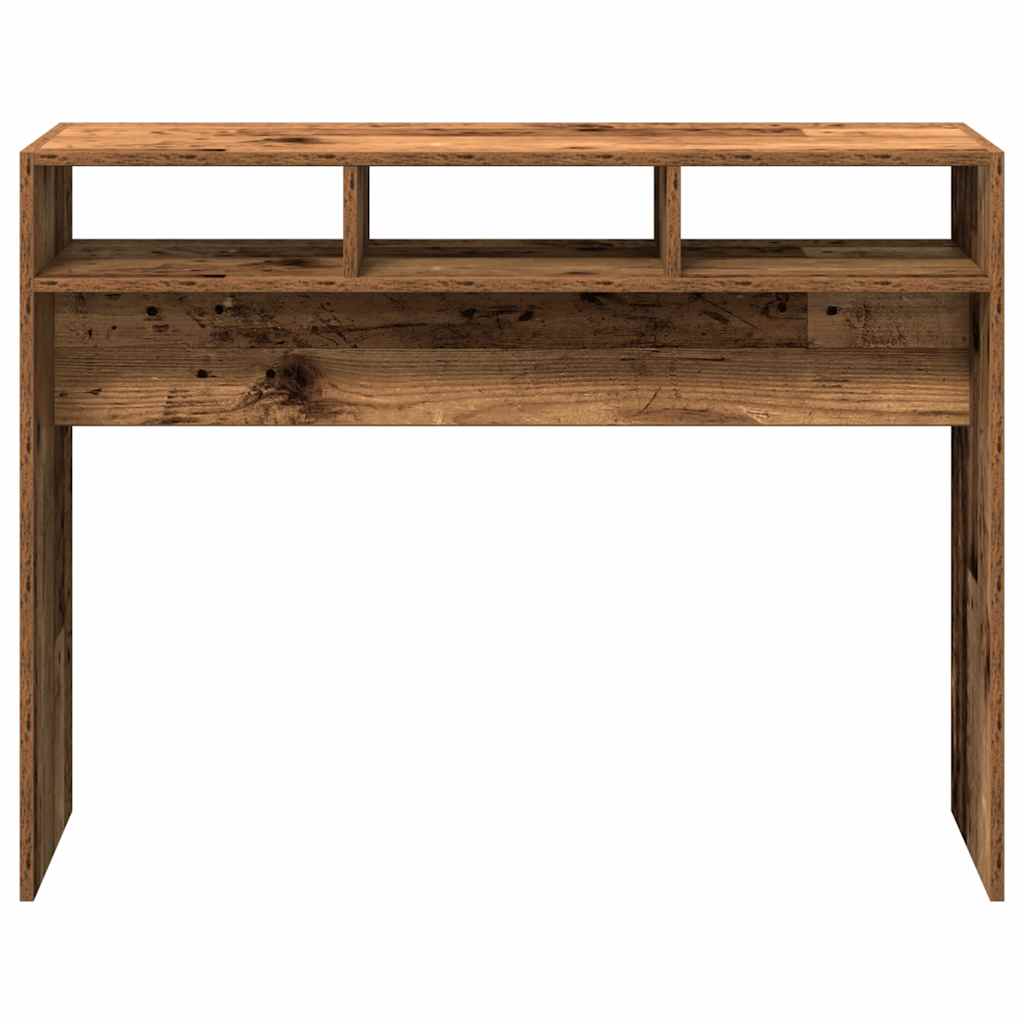 vidaXL Mesa consola madera contrachapada envejecida 105x30x80 cm