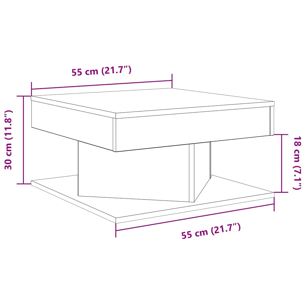 vidaXL Mesa de centro madera de ingeniería envejecida 55x55x30 cm