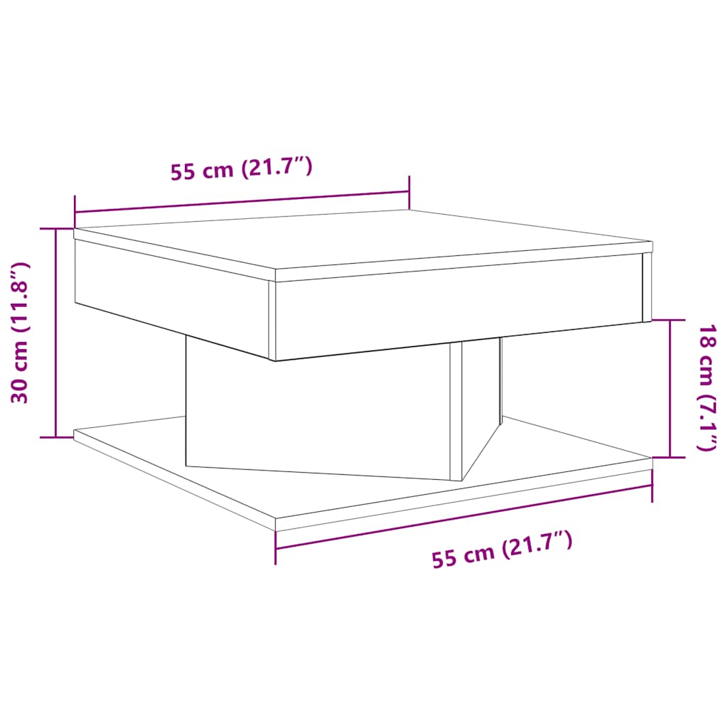 vidaXL Mesa de centro madera ingeniería roble artisan 55x55x30 cm