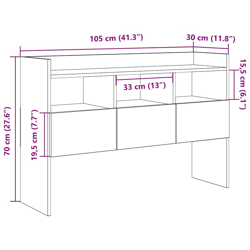 vidaXL Aparador de madera contrachapada madera vieja 105x30x70 cm