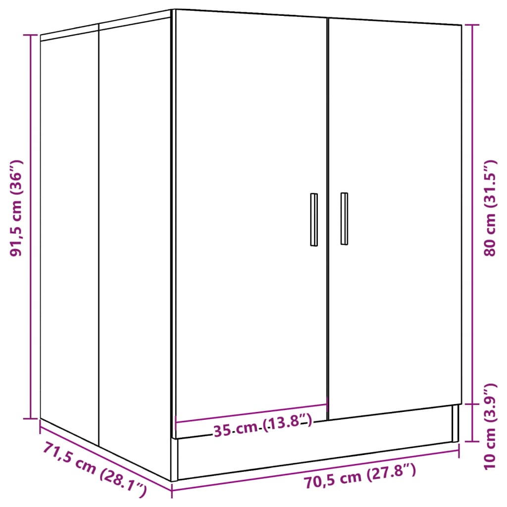 vidaXL Armario de lavadora gris hormigón 70,5x71,5x91,5 cm