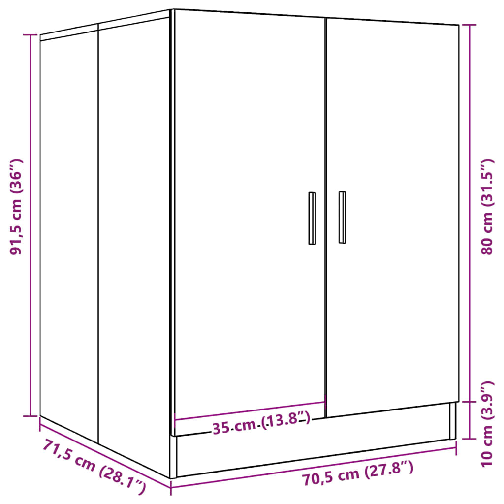 vidaXL Armario de lavadora madera envejecida 70,5x71,5x91,5 cm