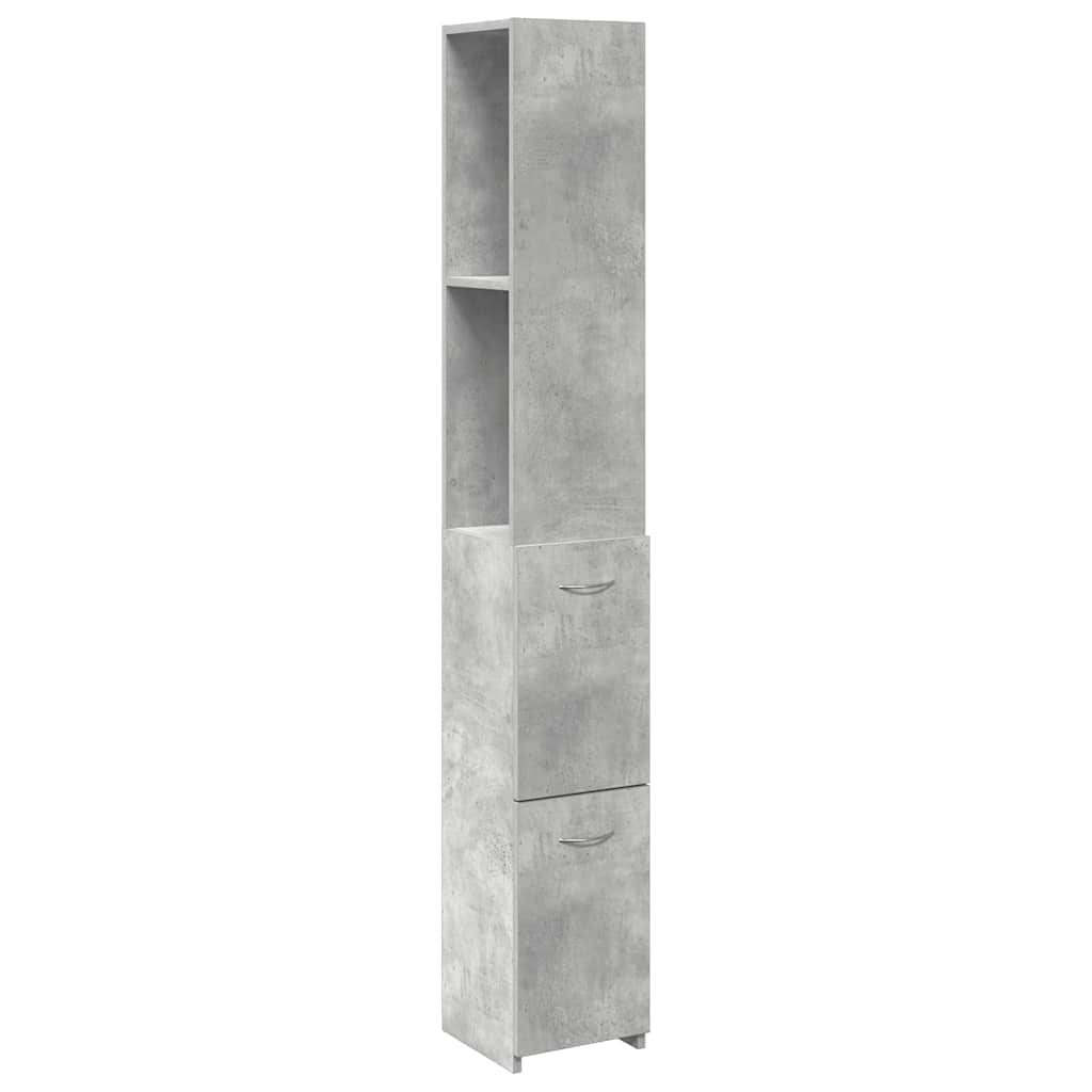 vidaXL Armario de baño madera contrachapada gris hormigón 25x25x170 cm