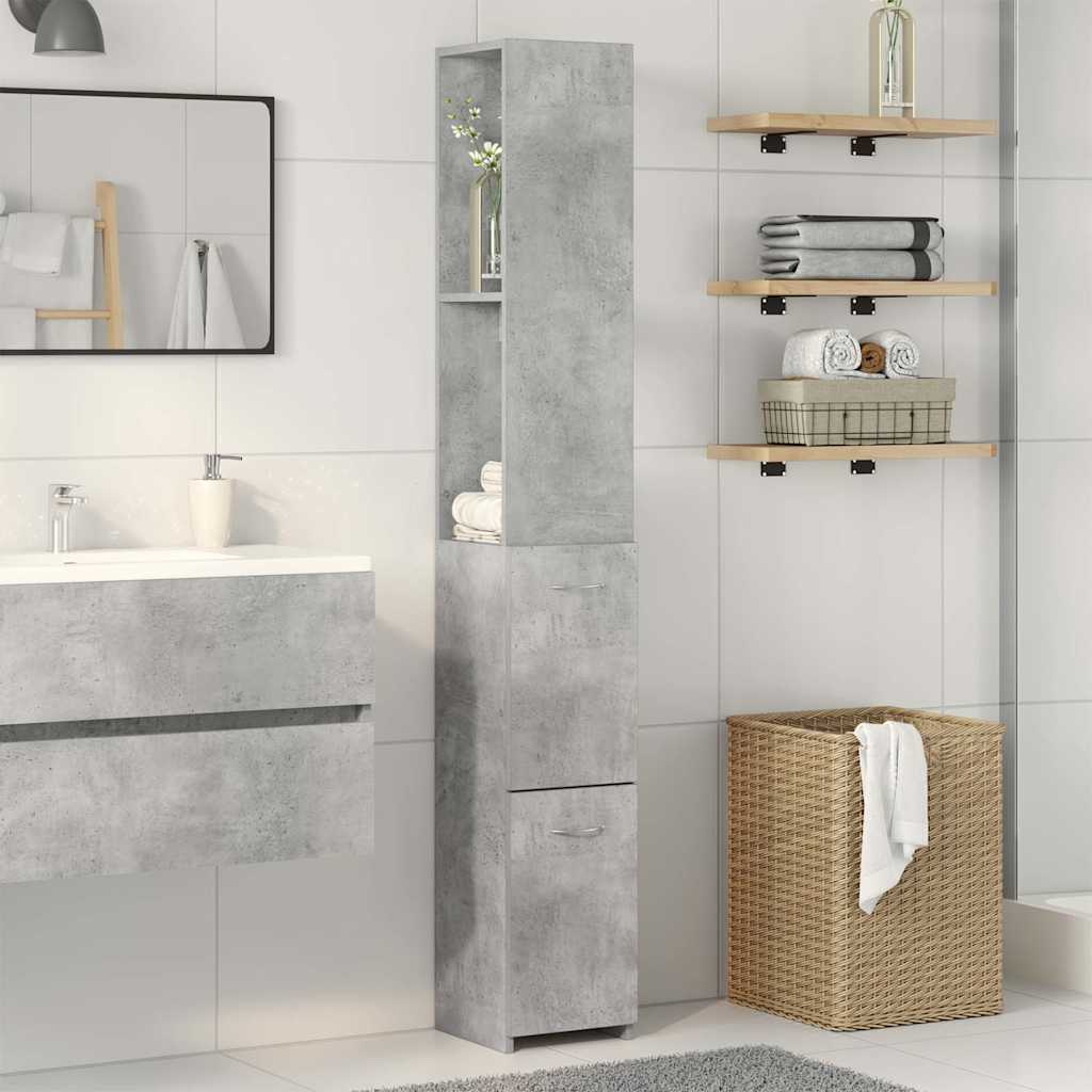 vidaXL Armario de baño madera contrachapada gris hormigón 25x25x170 cm