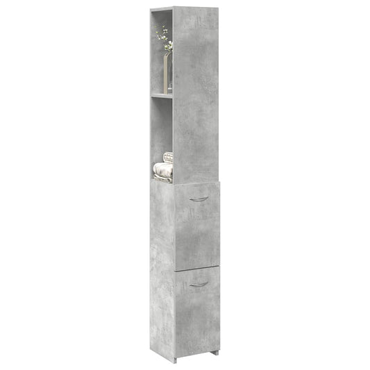 vidaXL Armario de baño madera contrachapada gris hormigón 25x25x170 cm