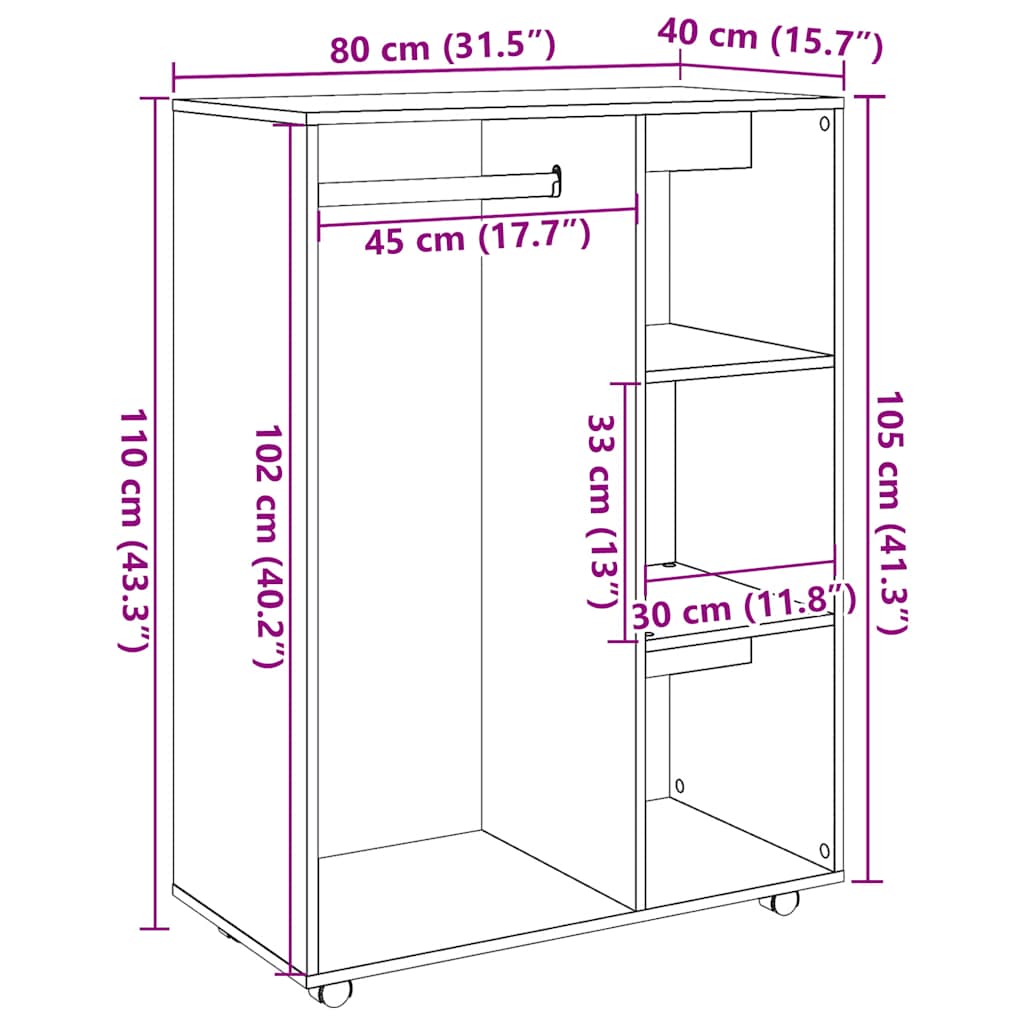 vidaXL Armario madera de ingeniería madera envejecida 80x40x110 cm