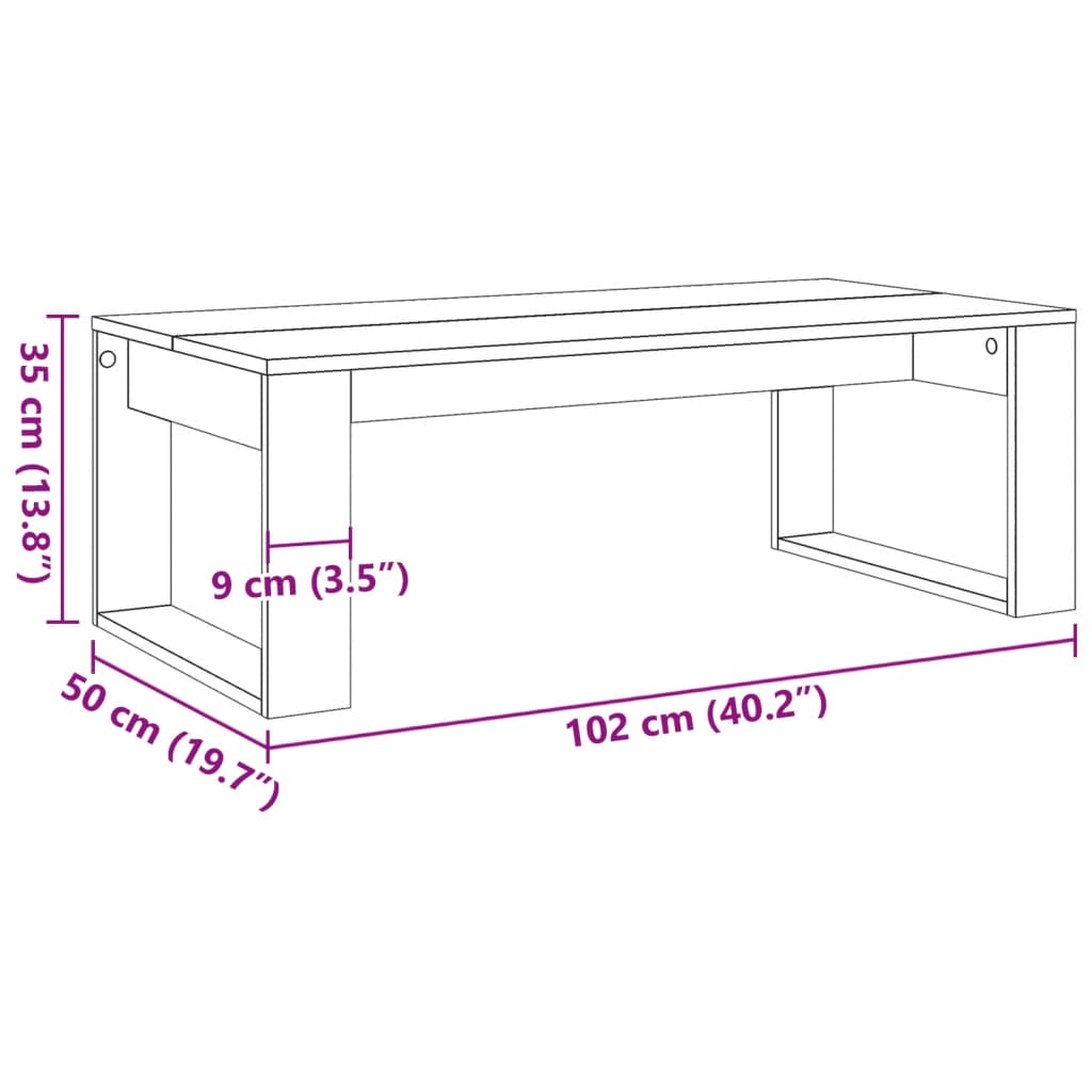 vidaXL Mesa de centro madera de ingeniería envejecida 102x50x35 cm