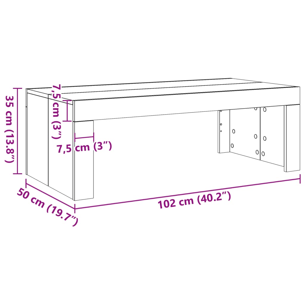 vidaXL Mesa de centro madera de ingeniería roble artisan 102x50x35 cm