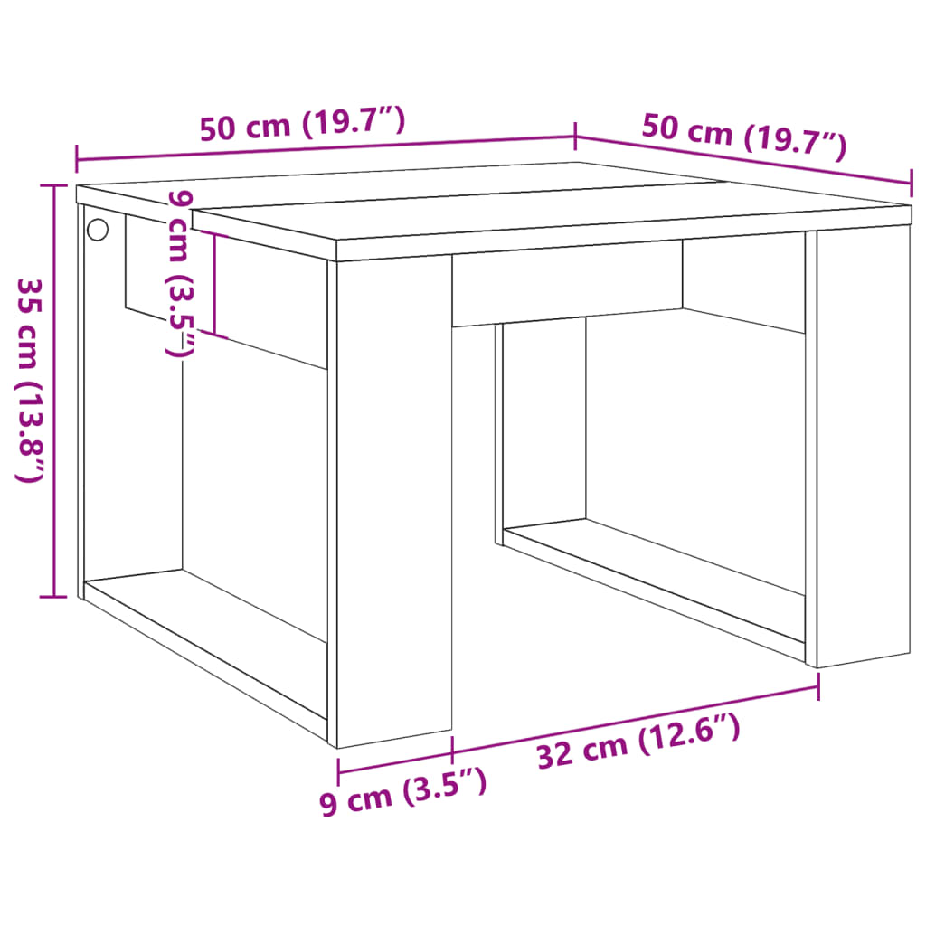 vidaXL Mesa auxiliar de madera de ingeniería envejecida 50x50x35 cm