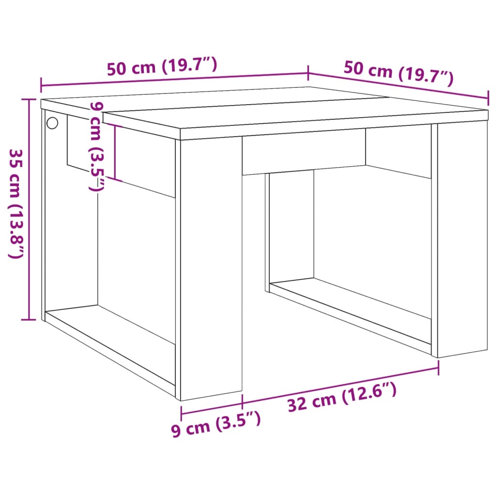 vidaXL Mesa auxiliar de madera de ingeniería roble artisan 50x50x35 cm