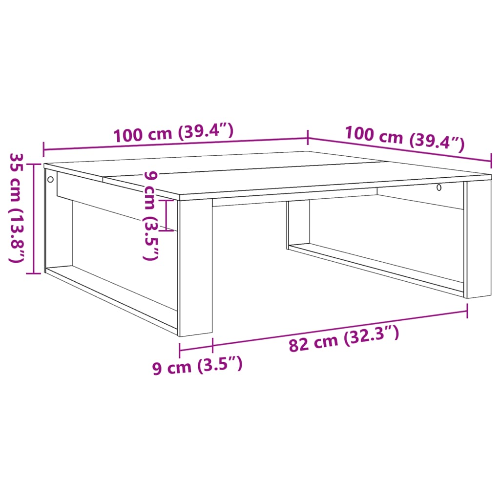 vidaXL Mesa de centro madera de ingeniería roble artisan 100x100x35 cm