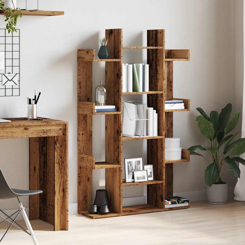 vidaXL Librería de madera contrachapada envejecida 86x25,5x140 cm