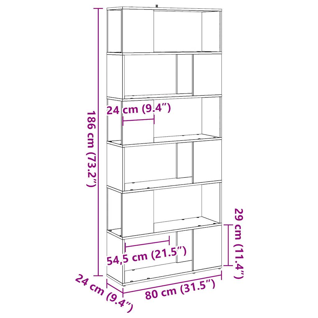 vidaXL Estantería/divisor de espacios madera envejecida 80x24x186 cm