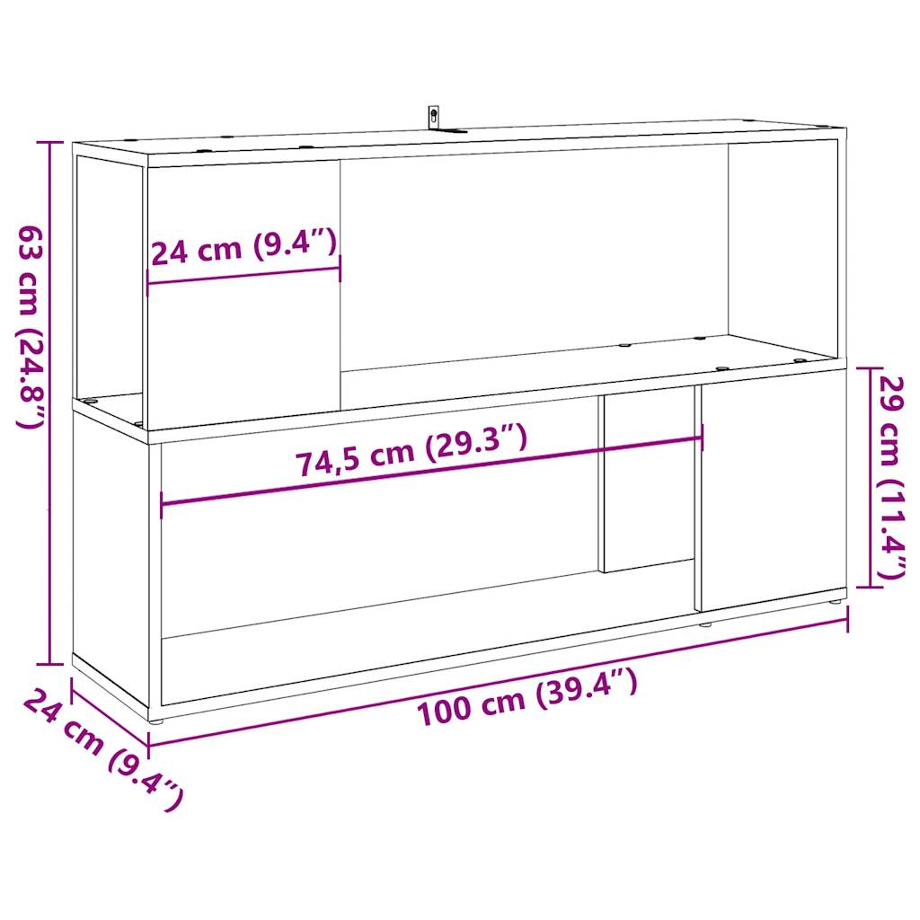 vidaXL Estantería madera de ingeniería madera envejecida 100x24x63 cm