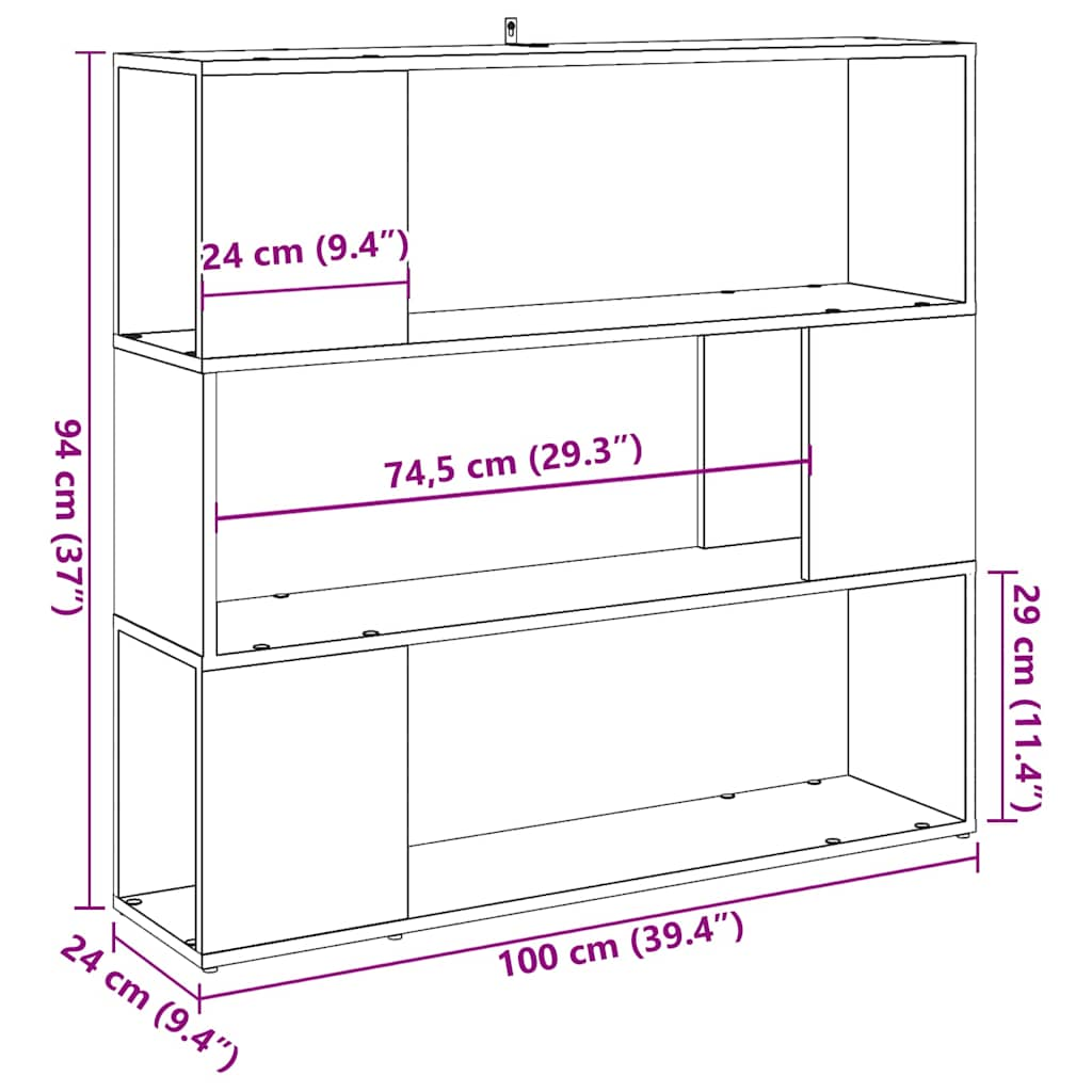 vidaXL Estantería/divisor de espacios madera vieja 100x24x94 cm