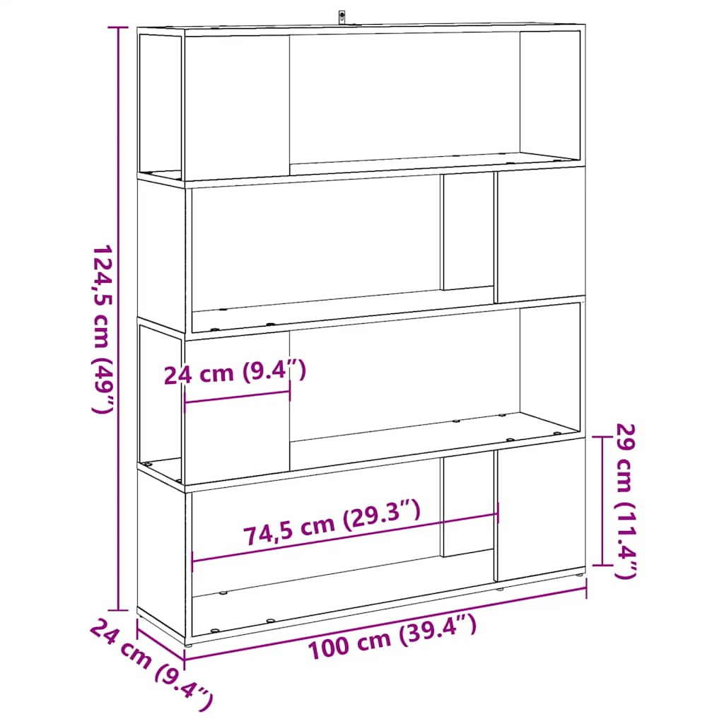 vidaXL Estantería/divisor de espacios madera envejecida 100x24x124,5cm