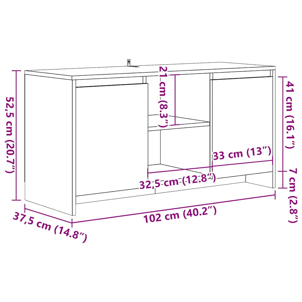 vidaXL Mueble de TV madera ingeniería roble artesanal 102x37,5x52,5cm