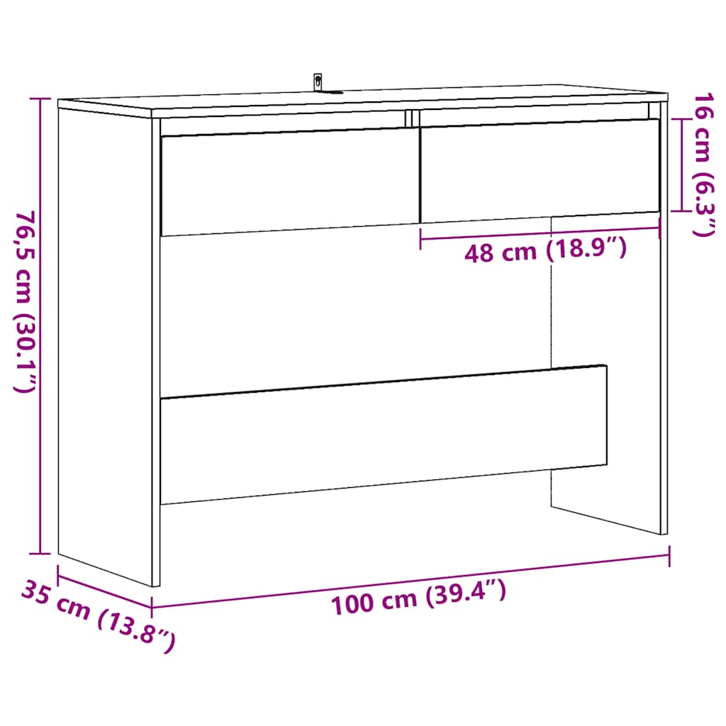 vidaXL Mesa consola madera ingeniería madera envejecida 100x35x76,5 cm