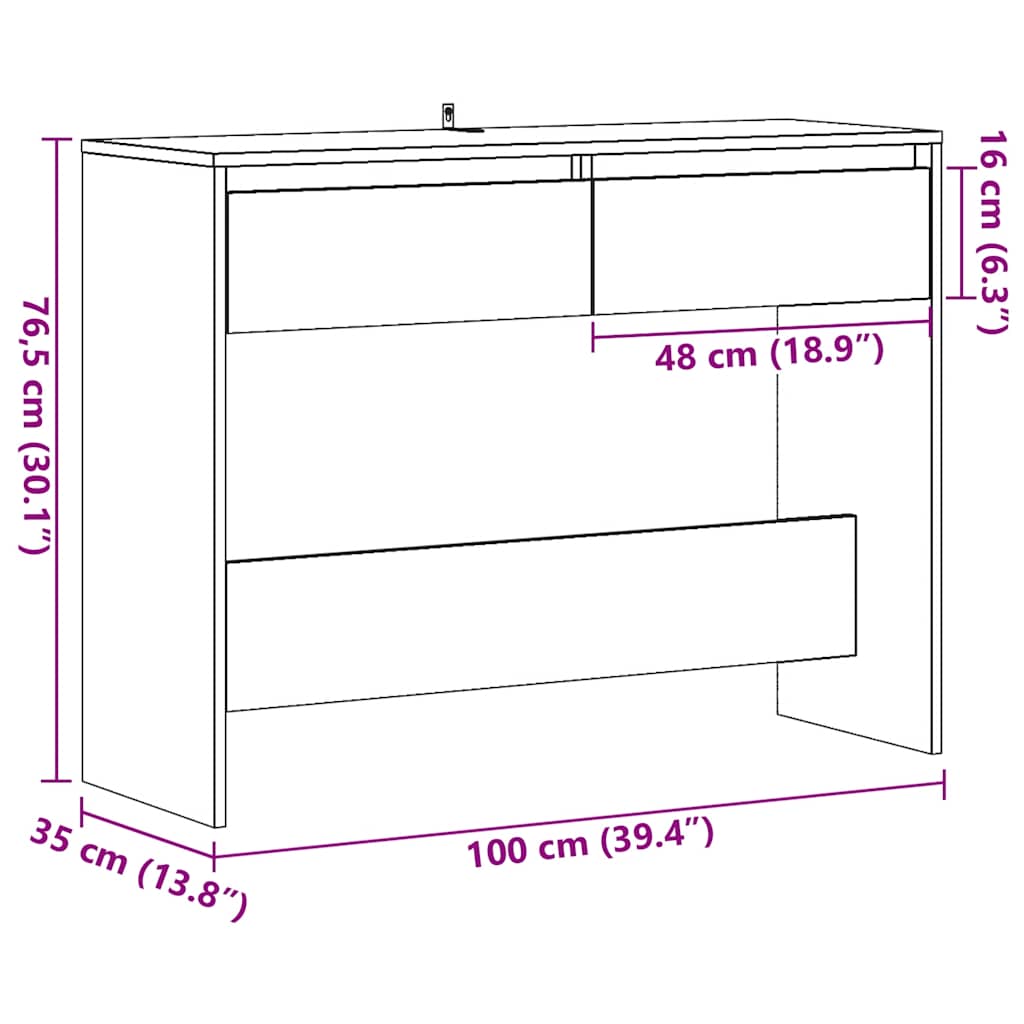 vidaXL Mesa consola madera ingeniería roble artesanal 100x35x76,5 cm