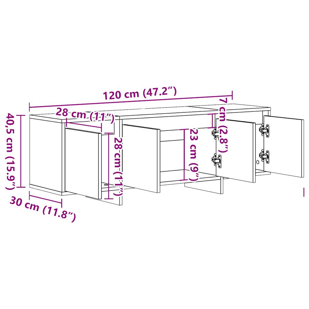 vidaXL Mueble de TV madera ingeniería madera envejecida 120x30x40,5 cm