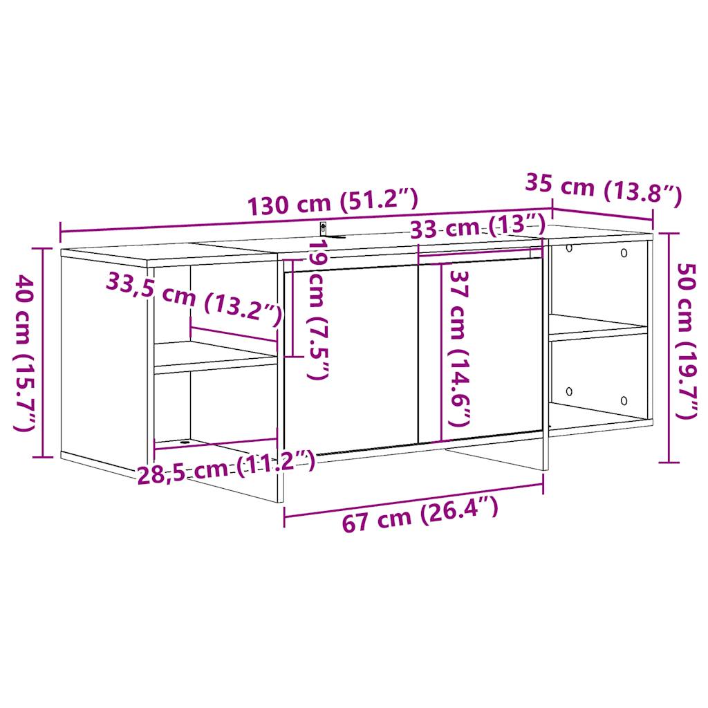 vidaXL Mueble de TV madera de ingeniería envejecida 130x35x50 cm