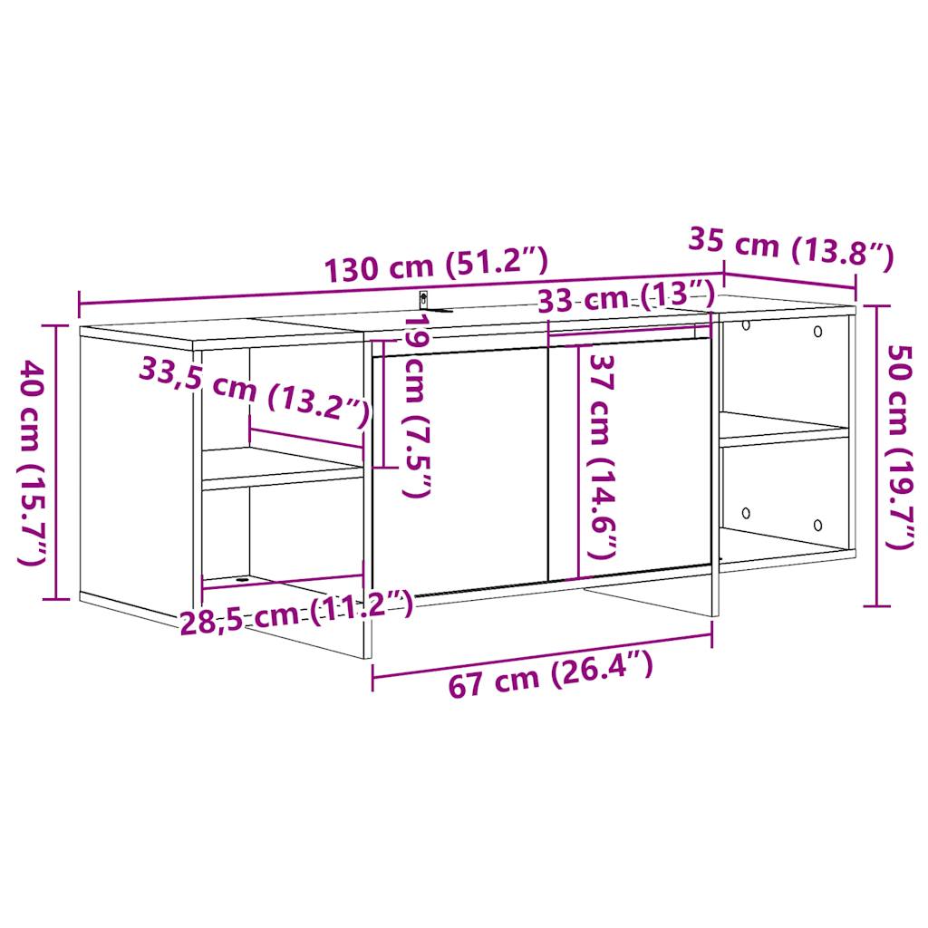 vidaXL Mueble de TV madera de ingeniería roble artisan 130x35x50 cm