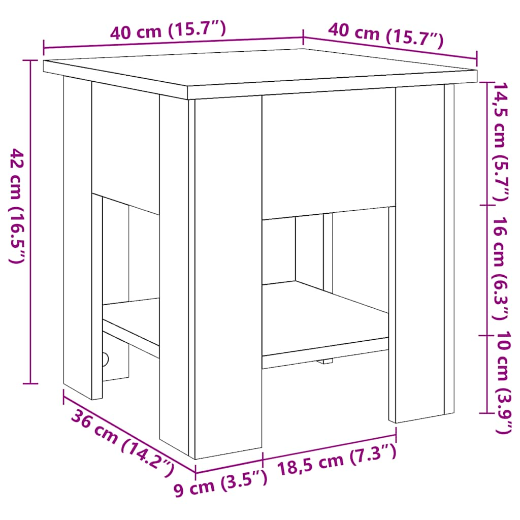 vidaXL Mesa de centro madera ingeniería madera envejecida 40x40x42 cm