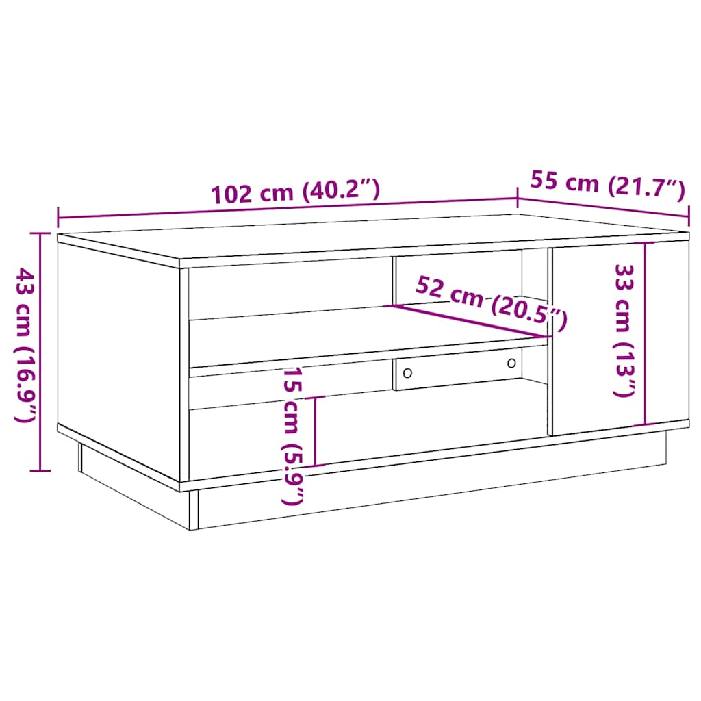 vidaXL Mesa de centro madera ingeniería madera envejecida 102x55x43 cm