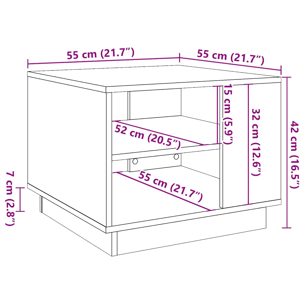 vidaXL Mesa de centro madera ingeniería madera envejecida 55x55x42 cm