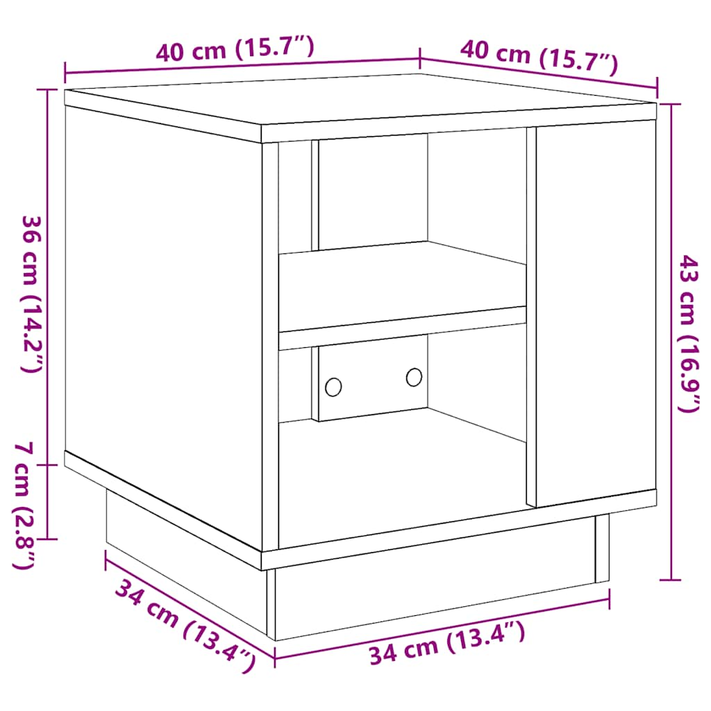 vidaXL Mesa de centro madera ingeniería madera envejecida 40x40x43 cm