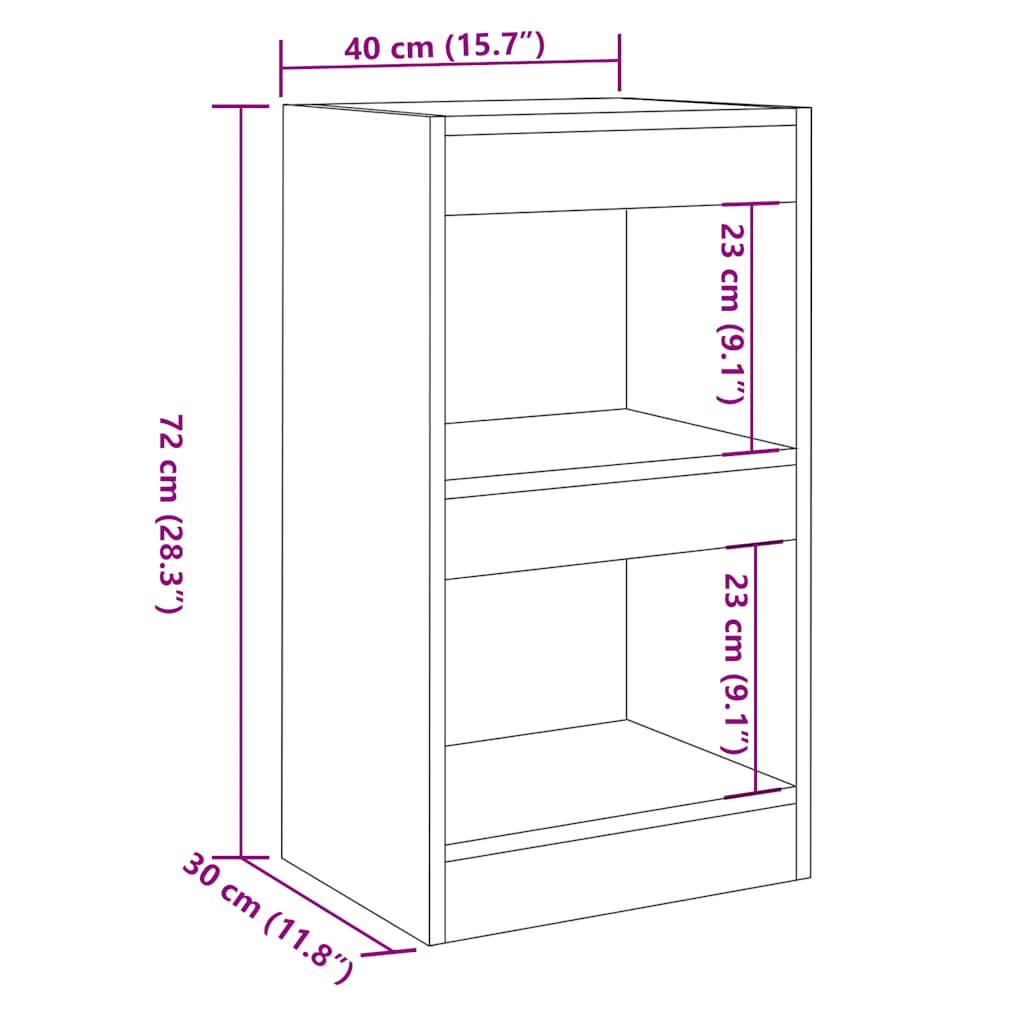 vidaXL Estantería/divisor de espacios madera antigua 40x30x72 cm