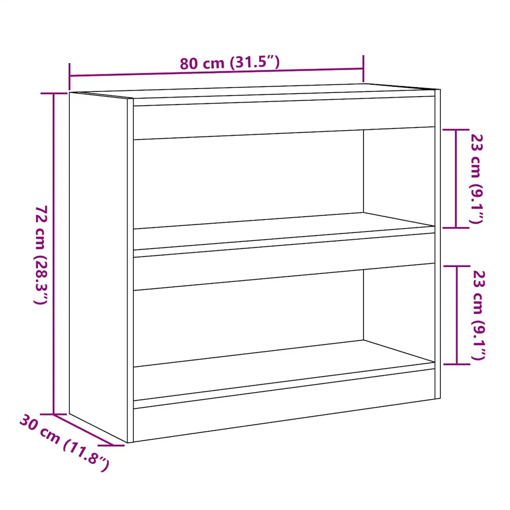 vidaXL Estantería/divisor de espacios madera antigua 80x30x72 cm