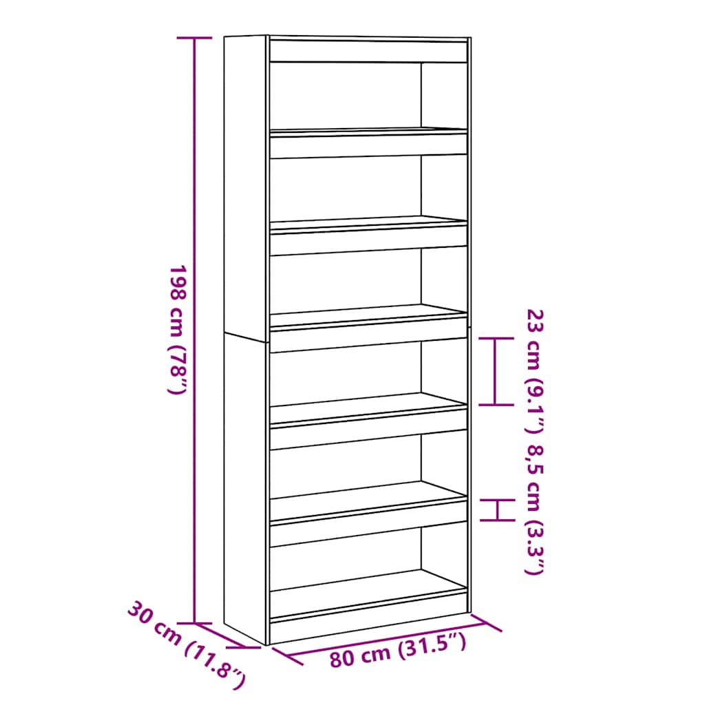 vidaXL Librería/Biblioteca de madera antigua 80x30x198 cm