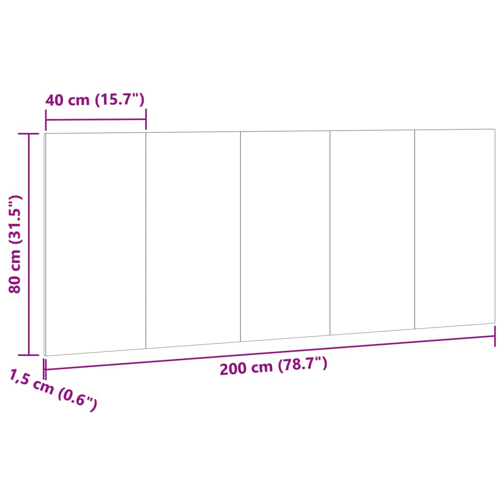 vidaXL Cabecero de cama madera de ingeniería envejecida 200x1,5x80 cm