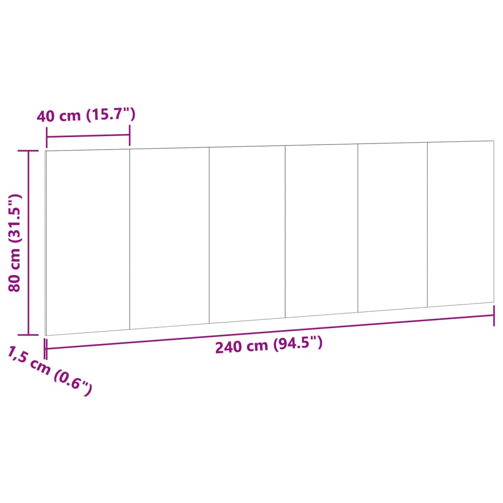 vidaXL Cabecero de pared madera ingeniería envejecida 240x1,5x80 cm