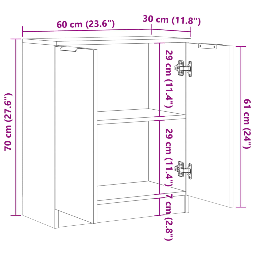 vidaXL Aparador madera de ingeniería roble artiasian 60x30x70 cm