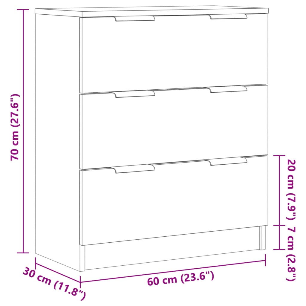 vidaXL Aparador de madera de ingeniería envejecida 60x30x70 cm