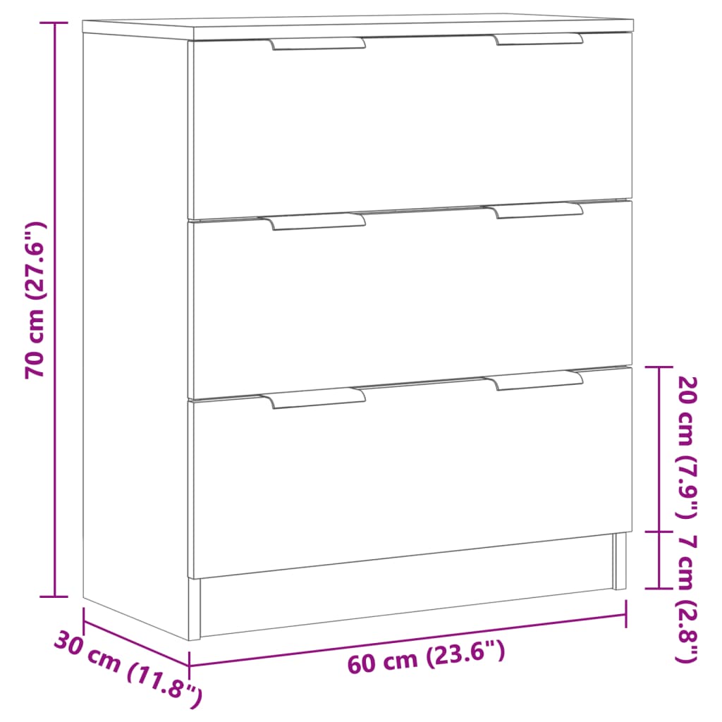 vidaXL Aparador de madera de ingeniería roble artisan 60x30x70 cm