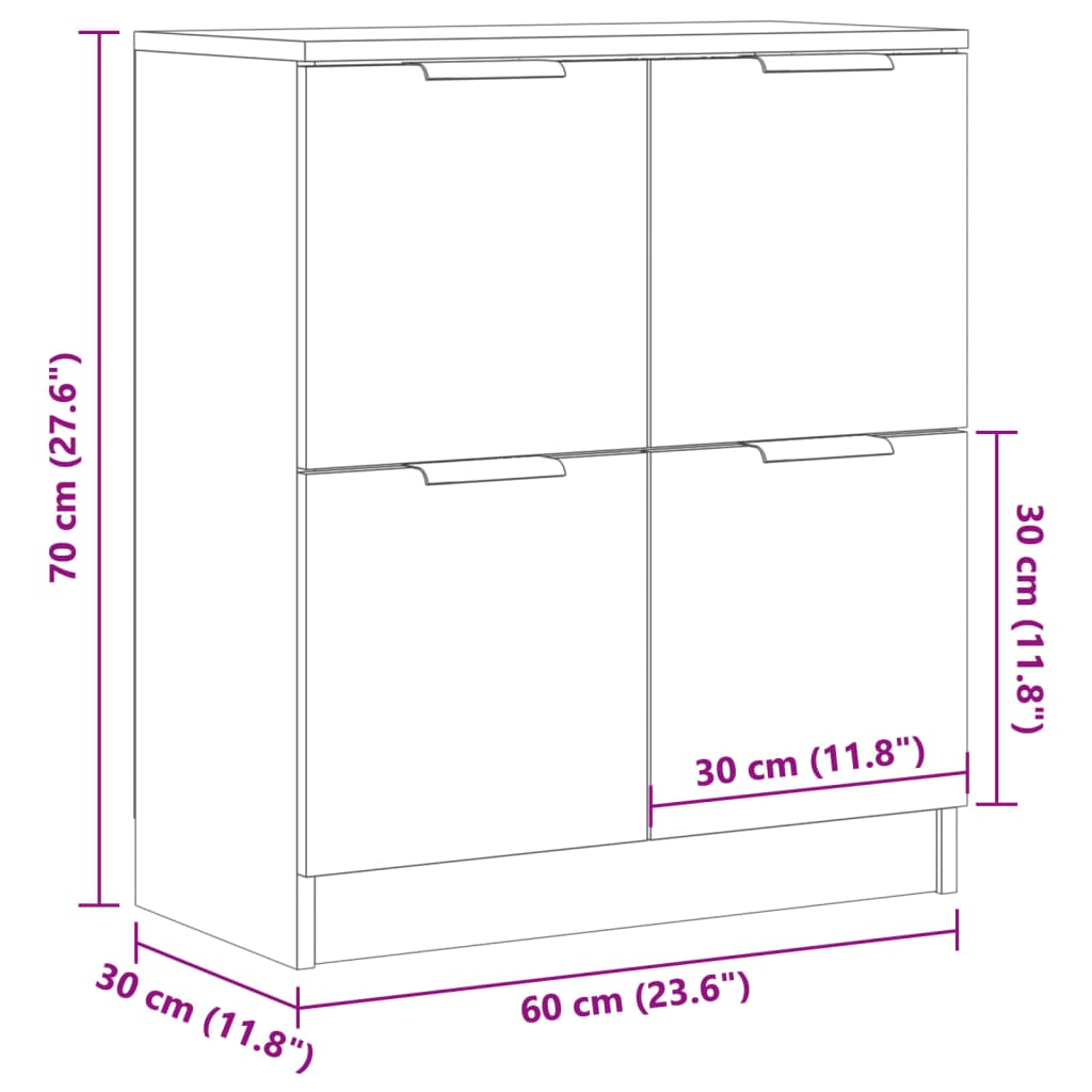 vidaXL Aparador de madera de ingeniería envejecida 60x30x70 cm